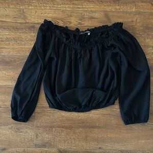 Brandy Melville Black Off-Shoulder Crop Top